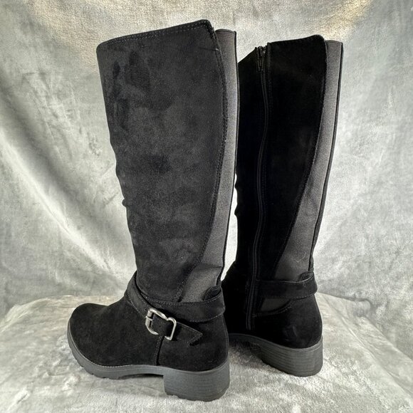 UNR8ED womens Boots 7M Darla black suede zip up with decorative buckle strap at - Picture 16 of 16